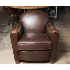 French Art Deco Pair of Leather Armchairs - 4027069