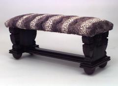 French Art Deco Palisander Wood Double Pedestal Base Rectangular Bench - 422055