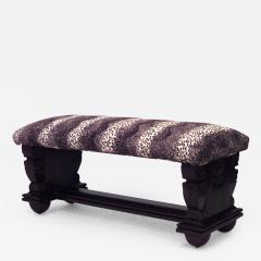 French Art Deco Palisander Wood Double Pedestal Base Rectangular Bench - 422415