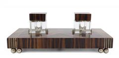 French Art Deco Palisander and Pewter Inkwell - 4197072