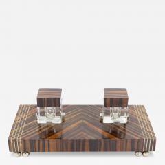 French Art Deco Palisander and Pewter Inkwell - 4214083