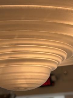 French Art Deco Pendant Chandelier Wrought Iron Frosted Glass 1928 - 4770164