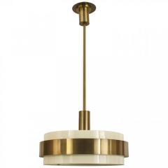French Art Deco Perzel Beige Metal and Brass Lantern - 4635639