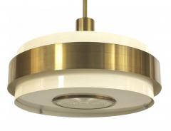 French Art Deco Perzel Beige Metal and Brass Lantern - 4635640