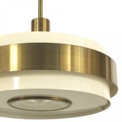 French Art Deco Perzel Beige Metal and Brass Lantern - 4635643