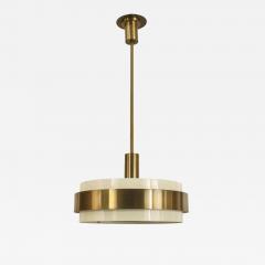 French Art Deco Perzel Beige Metal and Brass Lantern - 4689853