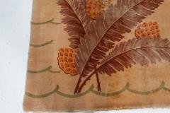 French Art Deco Pine Cone Design on Beige Background Handmade Wool Rug - 2455728