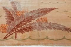 French Art Deco Pine Cone Design on Beige Background Handmade Wool Rug - 2455730