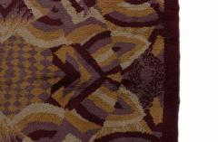French Art Deco Purple and Beige Patterned Rug - 4650521