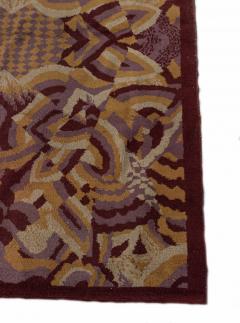 French Art Deco Purple and Beige Patterned Rug - 4650522