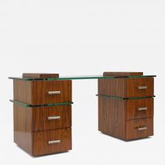 French Art Deco Rosewood and Glass Desk - 3893285