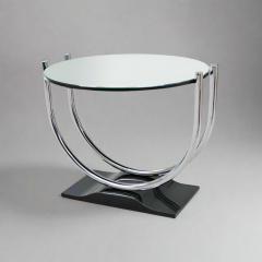 French Art Deco Round Chrome Black Side Table 1930 - 4651076