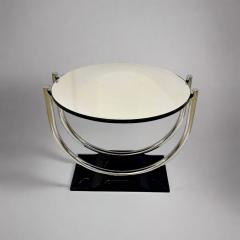 French Art Deco Round Chrome Black Side Table 1930 - 4651078