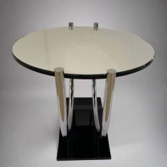 French Art Deco Round Chrome Black Side Table 1930 - 4651079