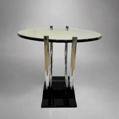 French Art Deco Round Chrome Black Side Table 1930 - 4651080