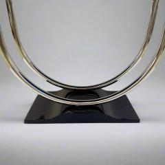 French Art Deco Round Chrome Black Side Table 1930 - 4651081