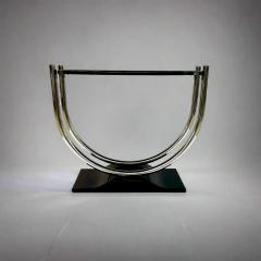 French Art Deco Round Chrome Black Side Table 1930 - 4651084