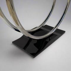 French Art Deco Round Chrome Black Side Table 1930 - 4651085