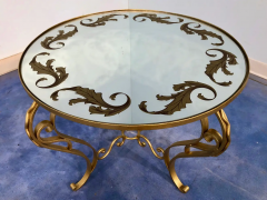 French Art Deco Round Coffee Table in Gilded Iron 1950 - 2599785