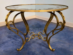 French Art Deco Round Coffee Table in Gilded Iron 1950 - 2599786