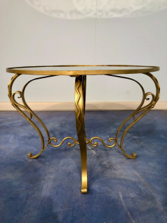 French Art Deco Round Coffee Table in Gilded Iron 1950 - 2599787