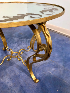 French Art Deco Round Coffee Table in Gilded Iron 1950 - 2599788