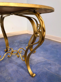 French Art Deco Round Coffee Table in Gilded Iron 1950 - 2599789