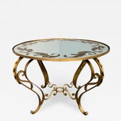 French Art Deco Round Coffee Table in Gilded Iron 1950 - 2603069