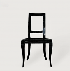 French Art Deco Set of Eight Black Lacquered Dining Chairs 1920s - 4612946