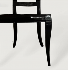 French Art Deco Set of Eight Black Lacquered Dining Chairs 1920s - 4612948