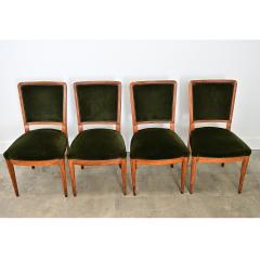 French Art Deco Set of Six Olivewood and Velvet Dining Chairs - 4600843