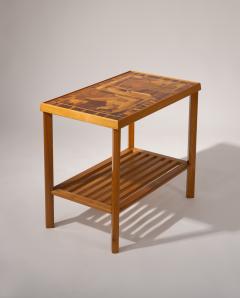 French Art Deco Side Table with Cubist Marquetry of Two Women 1930s 1940s - 4357910