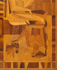 French Art Deco Side Table with Cubist Marquetry of Two Women 1930s 1940s - 4357916