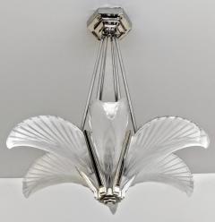 French Art Deco Six Panels Feather Pendant Chandelier - 3941714