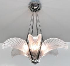 French Art Deco Six Panels Feather Pendant Chandelier - 3941715