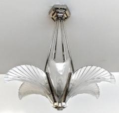 French Art Deco Six Panels Feather Pendant Chandelier - 3941718