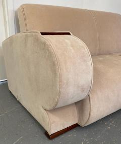 French Art Deco Sofa or Settee with Beige Suede Upholstery Rosewood Armrests - 3300338