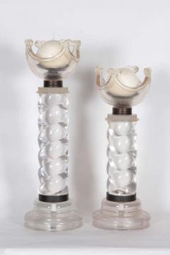 French Art Deco Solid Lucite Spiral Candlesticks - 890086
