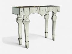 French Art Deco Style Antique Glass Painted Wood Mirrored Console Tables - 4403446