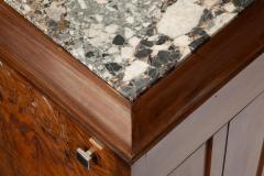 French Art Deco Style Burlwood Marble Top Credenza Sideboard - 3810180