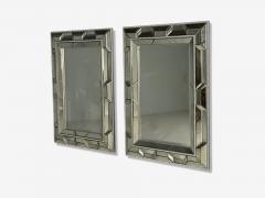 French Art Deco Style Large Wall Mirrors Antiqued Glass Silver Leaf Wood - 4519996
