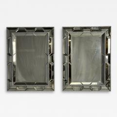 French Art Deco Style Large Wall Mirrors Antiqued Glass Silver Leaf Wood - 4520924
