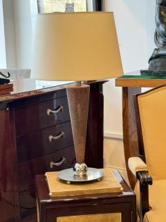 French Art Deco Style Shagreen and Nickel Table Lamp - 4645496