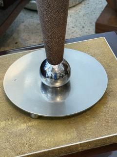 French Art Deco Style Shagreen and Nickel Table Lamp - 4645498