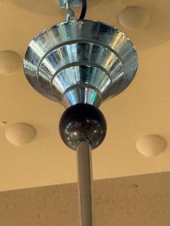 French Art Deco Three Arm Chandelier w Original Glass and Sculptural Metalwork - 4217101