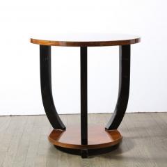 French Art Deco Two Tiered Bookmatched Walnut Black Lacquer Gueridon Table - 2660818
