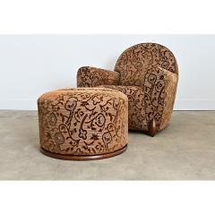 French Art Deco Upholstered Armchair and Ottoman - 4663647