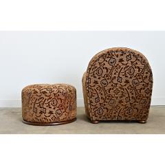 French Art Deco Upholstered Armchair and Ottoman - 4663658