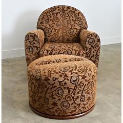 French Art Deco Upholstered Armchair and Ottoman - 4663683