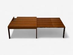 French Art Deco Wood Palm Veneer Expandable Coffee Table France 1960s - 4261286